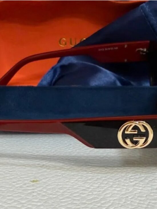 Black Square Sunglasses Gold GG Logo With Case